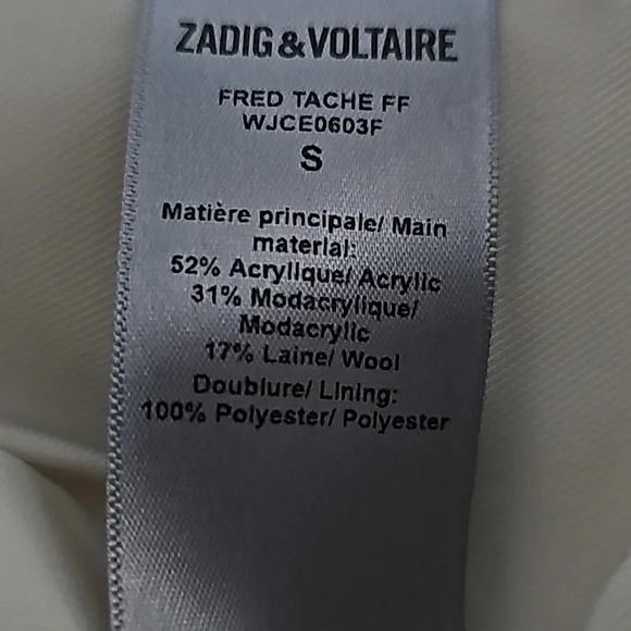 NWT Zadig & Voltaire Fred Tache Faux Fur Natural Coat Sz S
